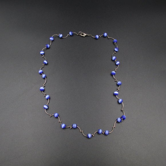 Vintage 16 Inch Blue Beaded Necklace - Picture 2 of 5